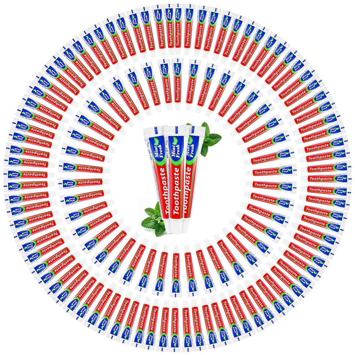 200-pack travel size mint toothpaste tubes, 0.35 oz each