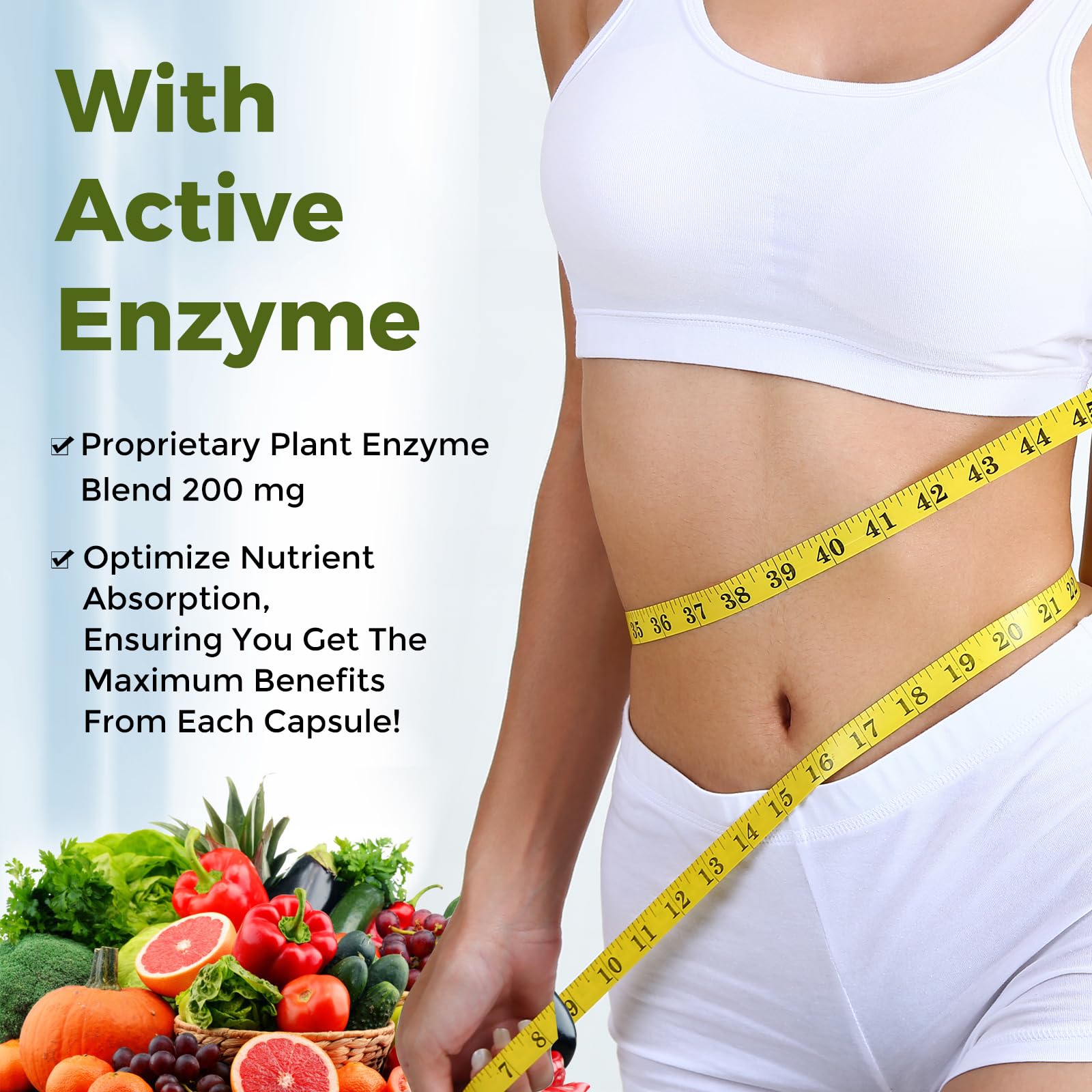 Back label with nutrition facts of 2000 mg Fruit & Veggies Supplement