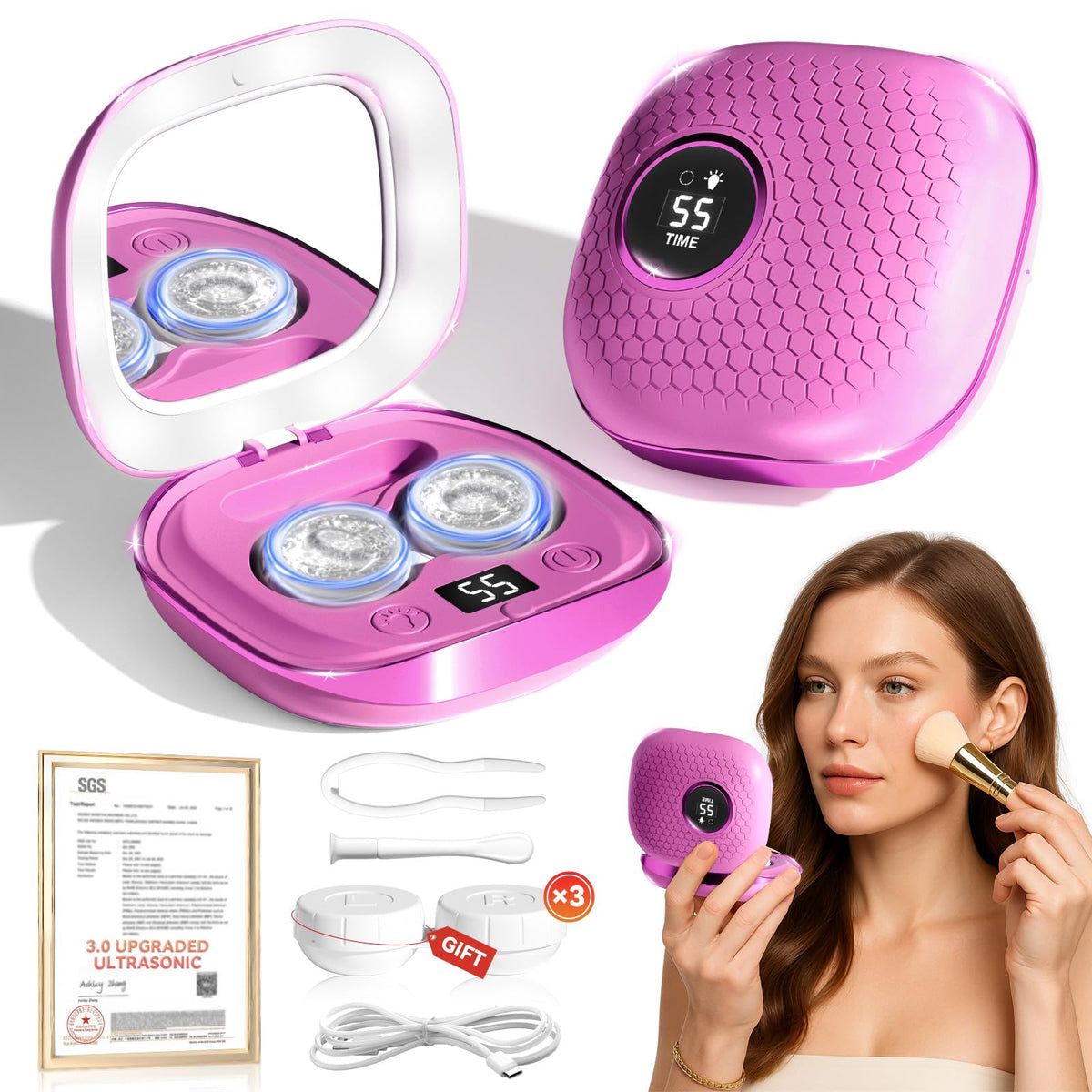Purple 2025 Ultrasonic Contact Lens Cleaner – front view