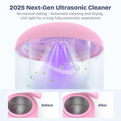 Built-in drying fan detail on pink ultrasonic cleaner