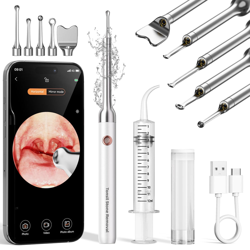 Tonsil stone remover with camera – front view