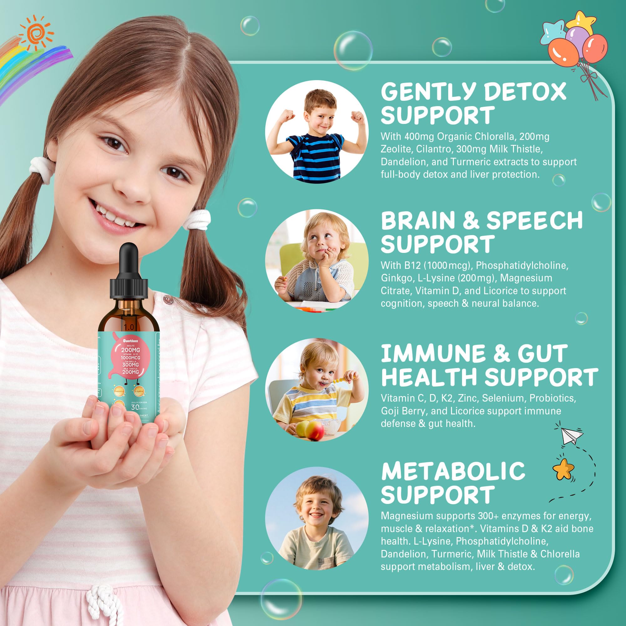 Illustration of the 20-in-1 formula with vitamins and probiotics