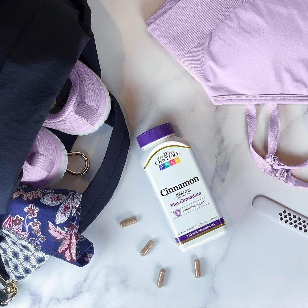 Close-up of cinnamon and chromium vegetarian capsules