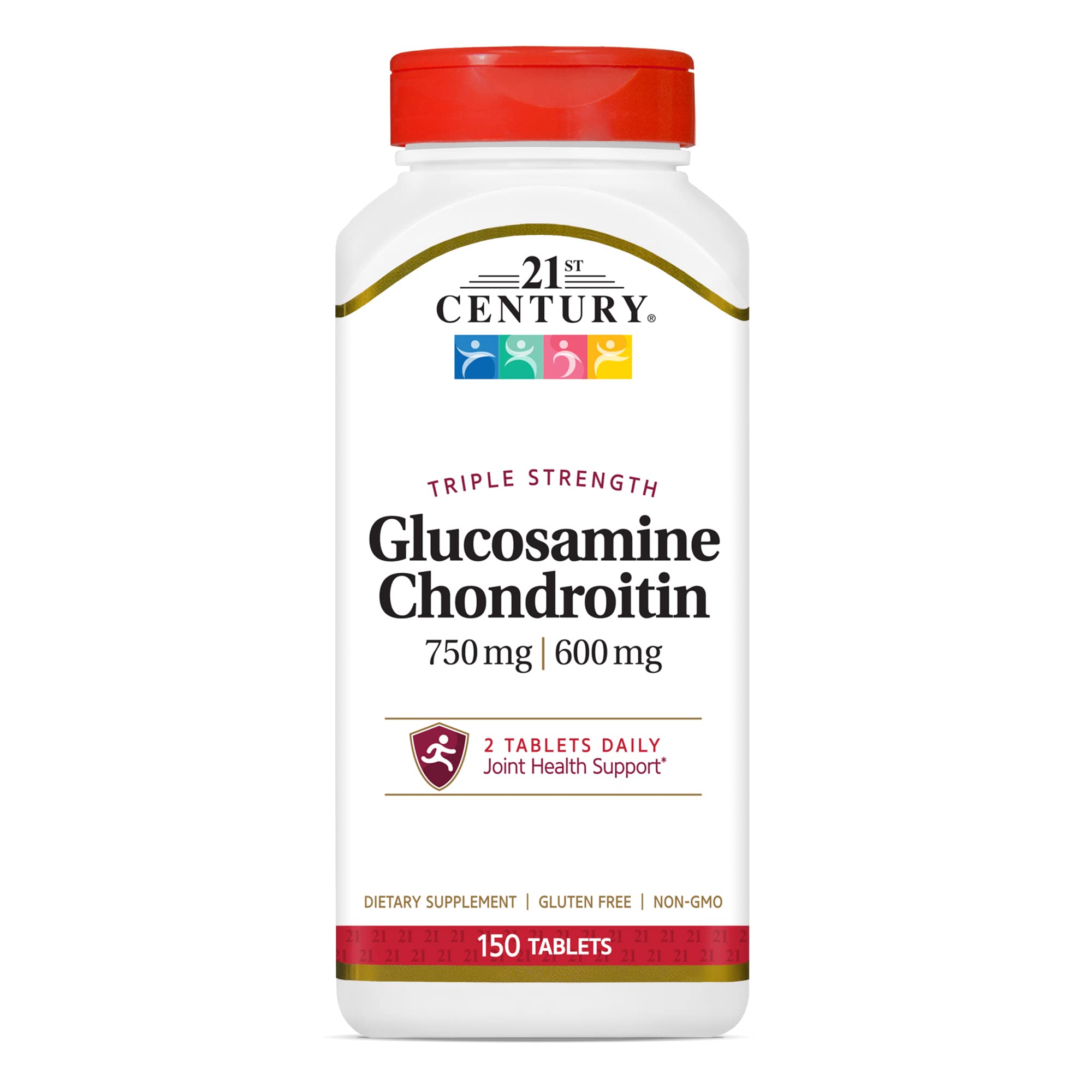 Bottle of 21st Century Glucosamine Chondroitin 750/600mg Triple Strength – 150 count