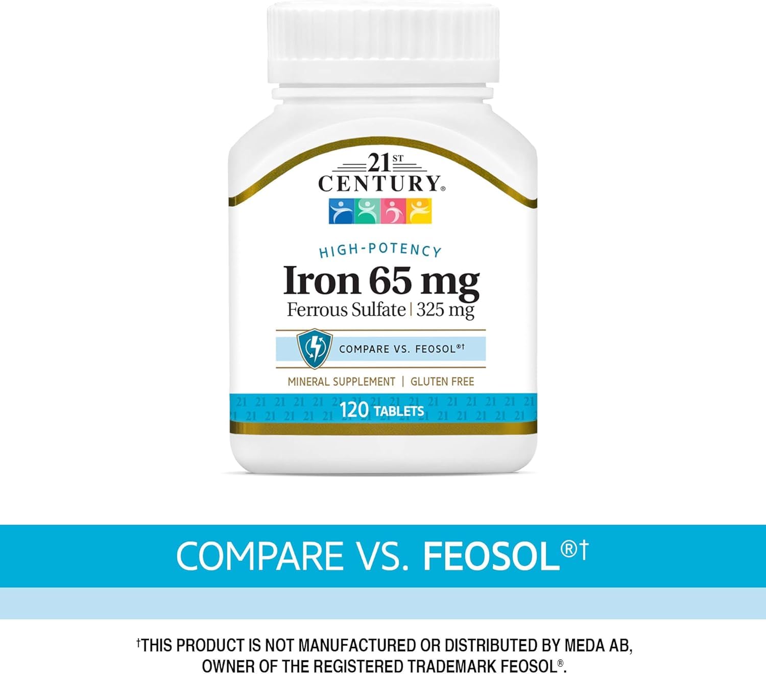 Nutritional facts label for 21st Century Iron tablets
