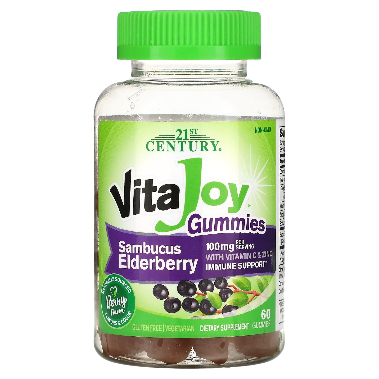 Bottle of VitaJoy Sambucus Elderberry Gummies Berry flavor, 60-count