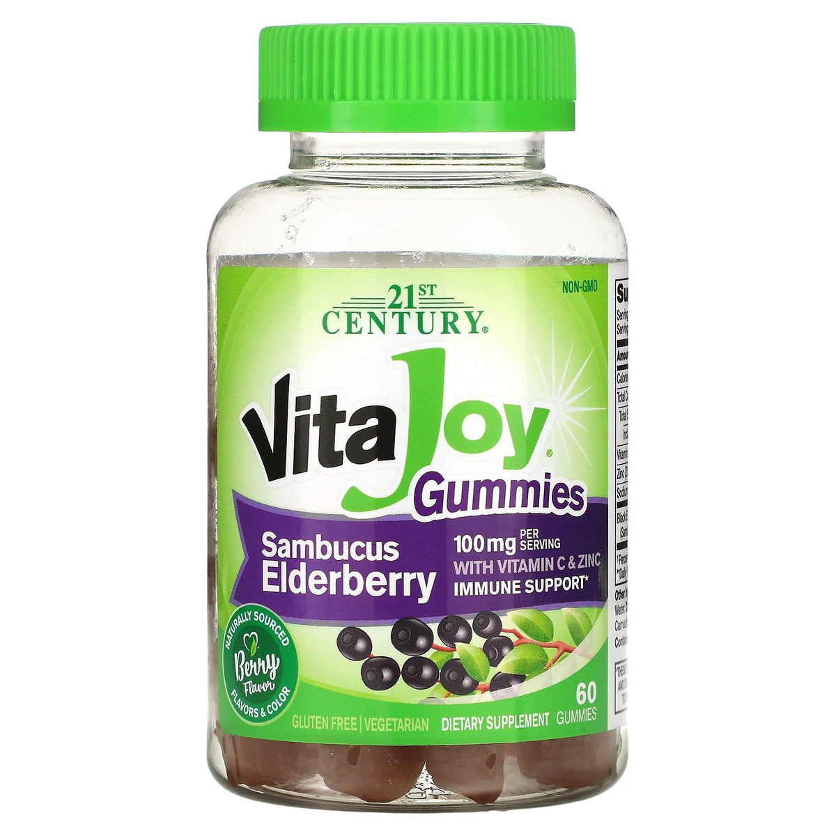 Bottle of VitaJoy Sambucus Elderberry Gummies Berry flavor, 60-count