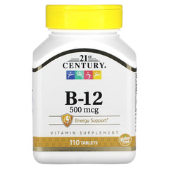Bottle of 21st Century Vitamin B-12 500 mcg, 110 tablets (front view)