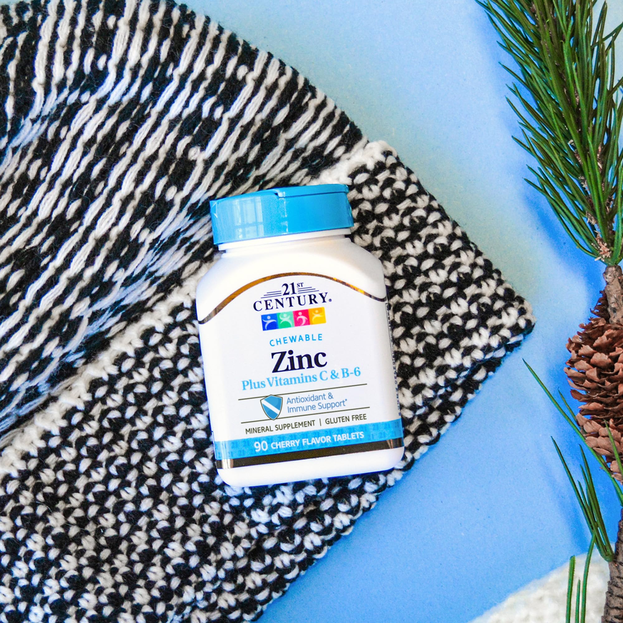 Product shot of zinc chewables in cherry flavor