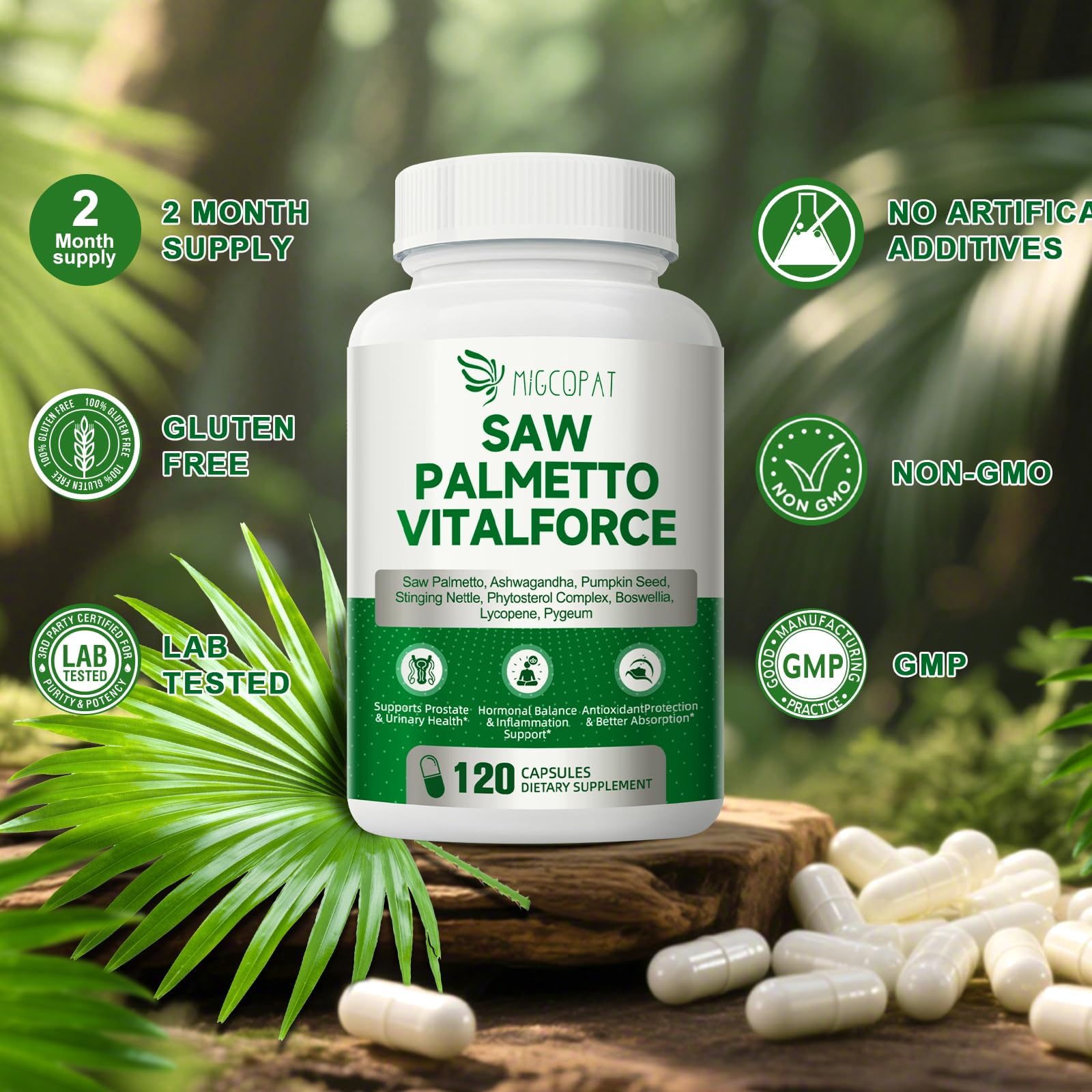 Key nutrients: Zinc, Selenium, Vitamin D3, Lycopene