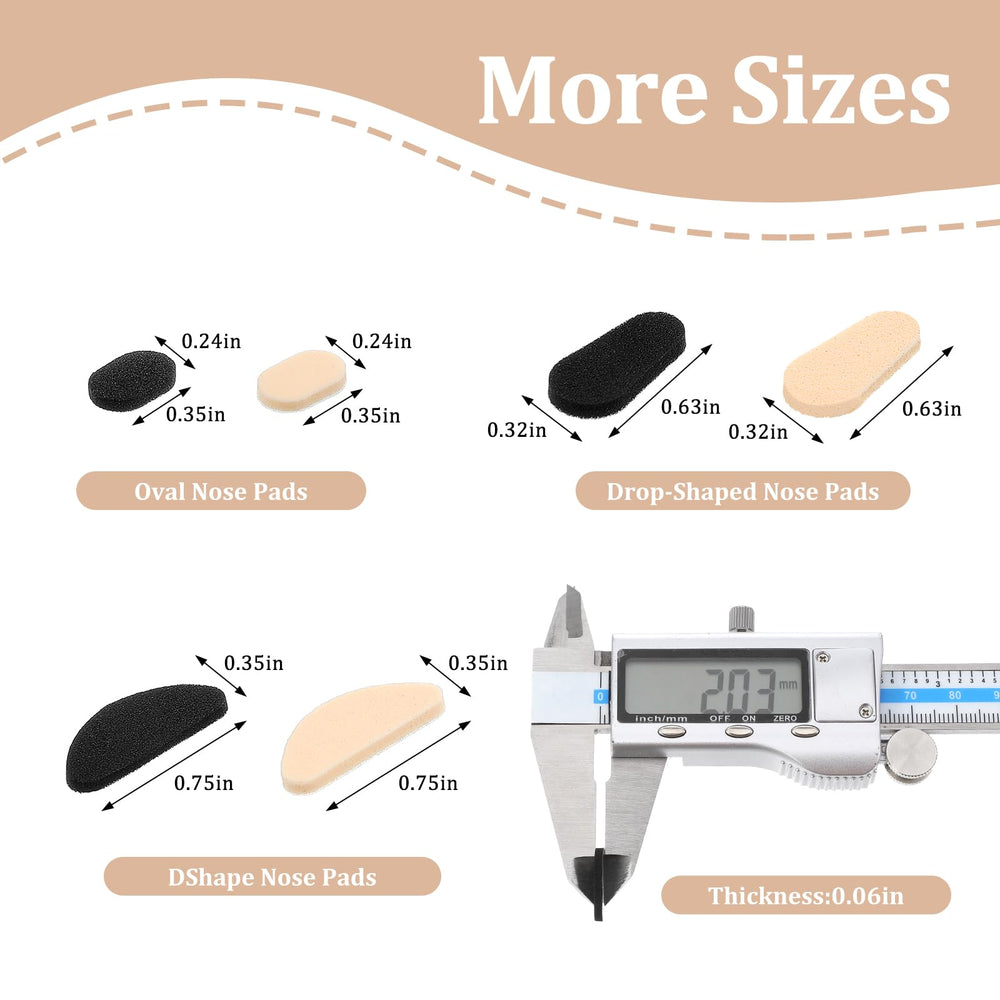 Anti-slip eyewear nose pads secured on a frame