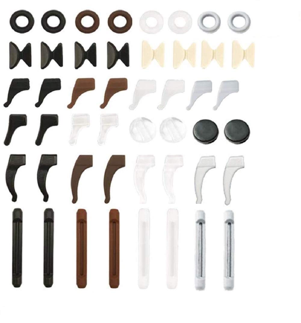 24-pair eyeglass retainer set with six shapes and multiple colors