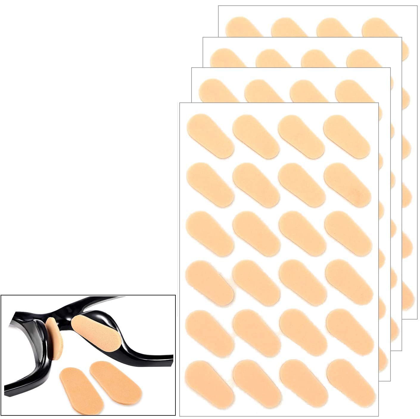 Yellow soft foam nose pads close-up - 1.6 x 0.8 cm