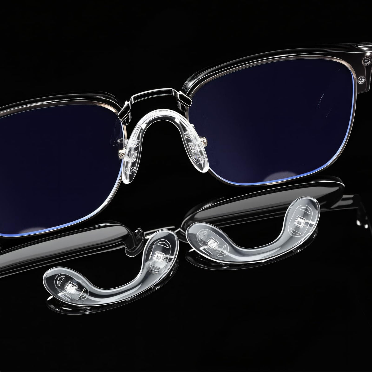 Transparent silicone nose pads for glasses in large, medium, and small sizes