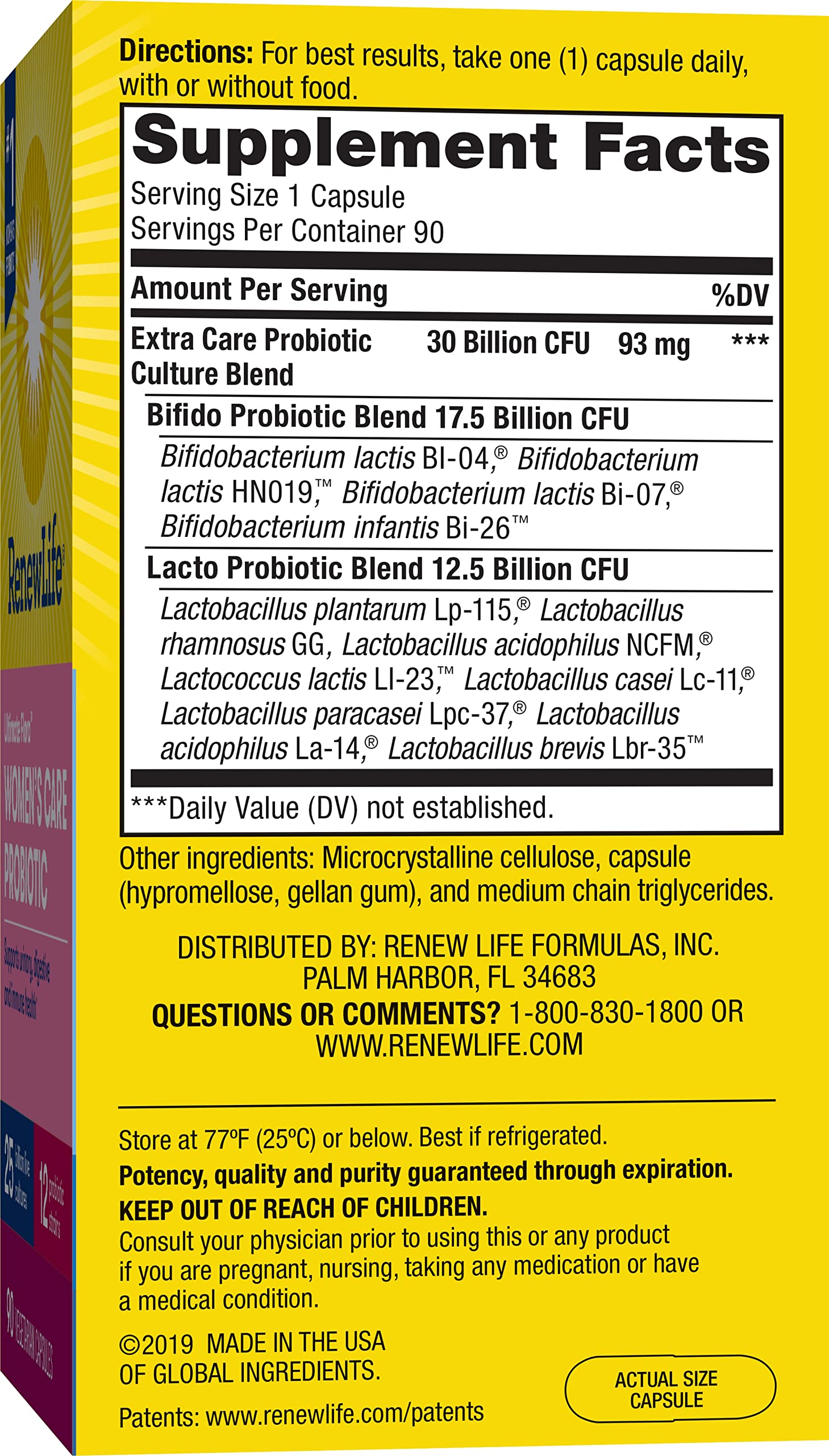Label highlighting 25 billion CFU per capsule