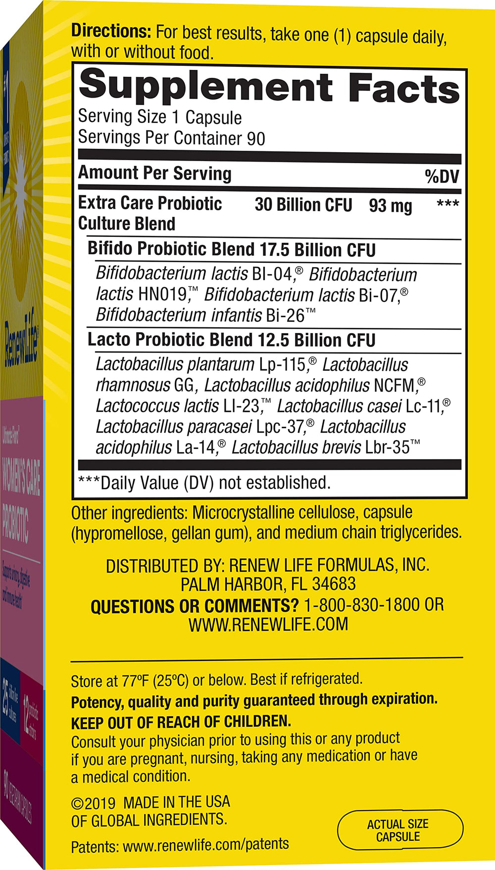 Label highlighting 25 billion CFU per capsule