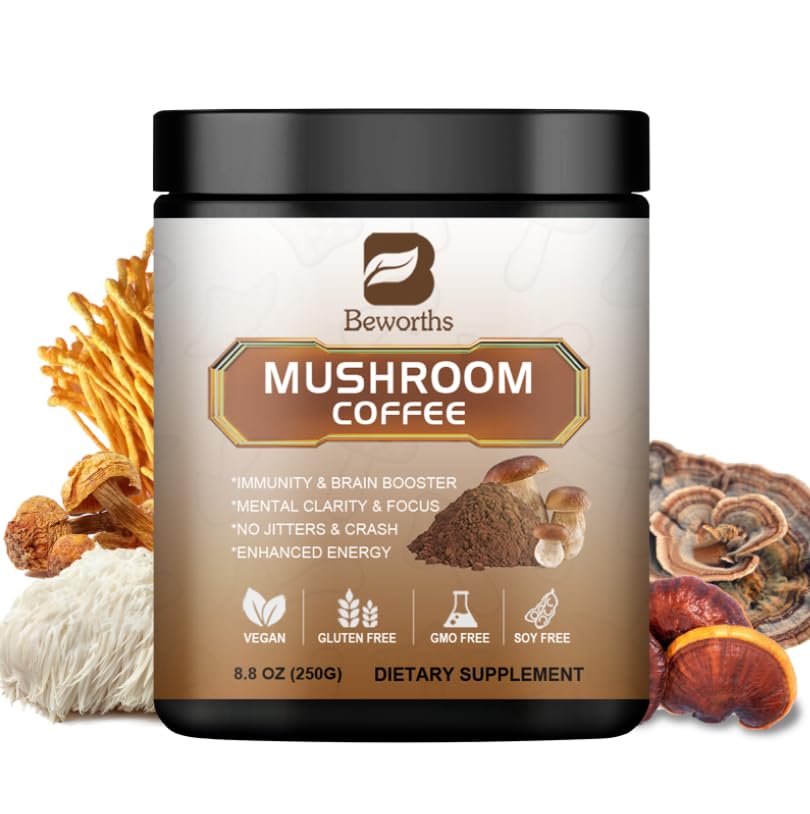 Product packaging for 250g Mushroom Coffee with Lion's Mane and Reishi