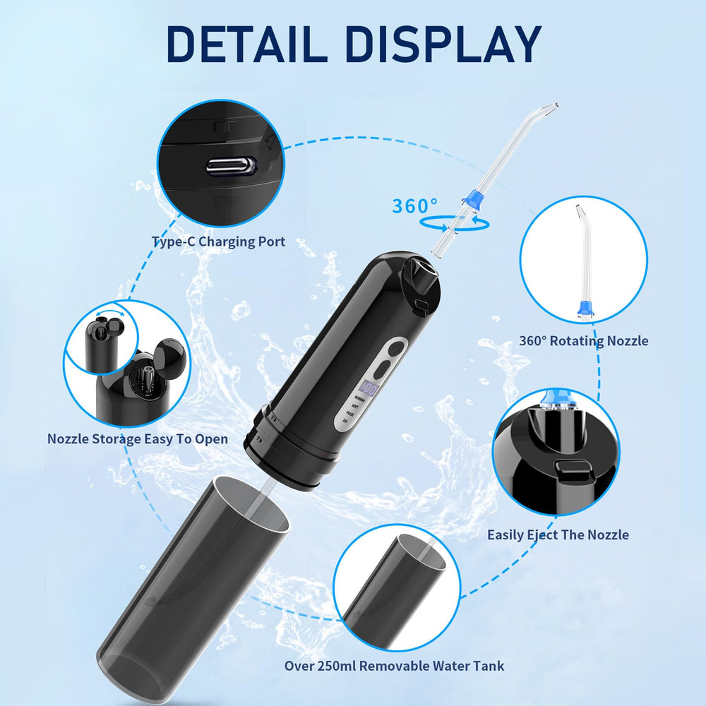 250ml telescopic water reservoir for full-mouth cleaning