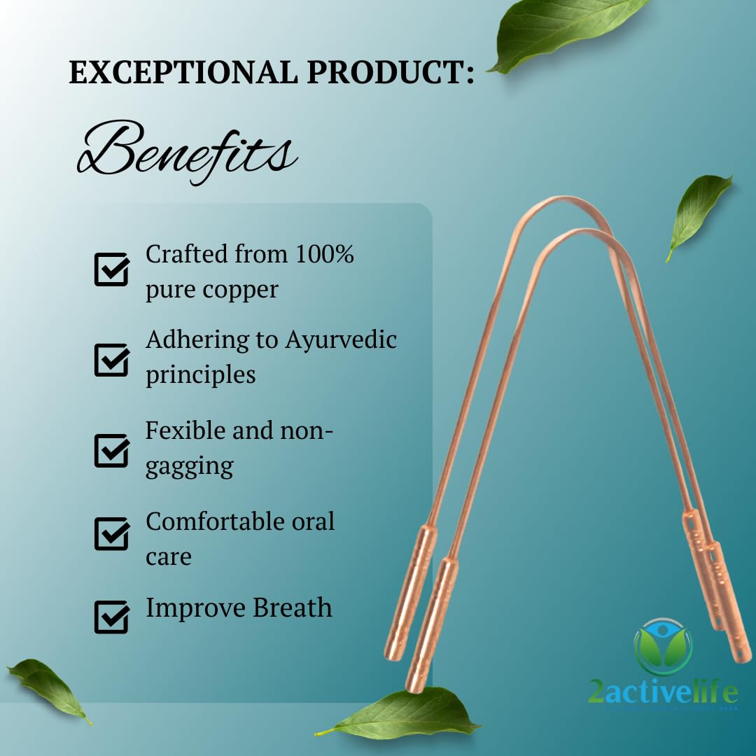 Close-up view of copper tongue scraper