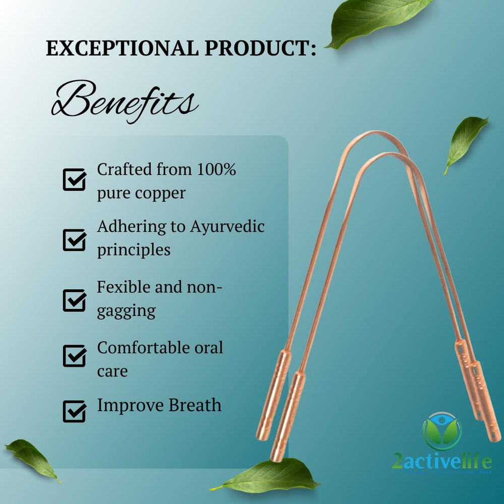 Close-up view of copper tongue scraper