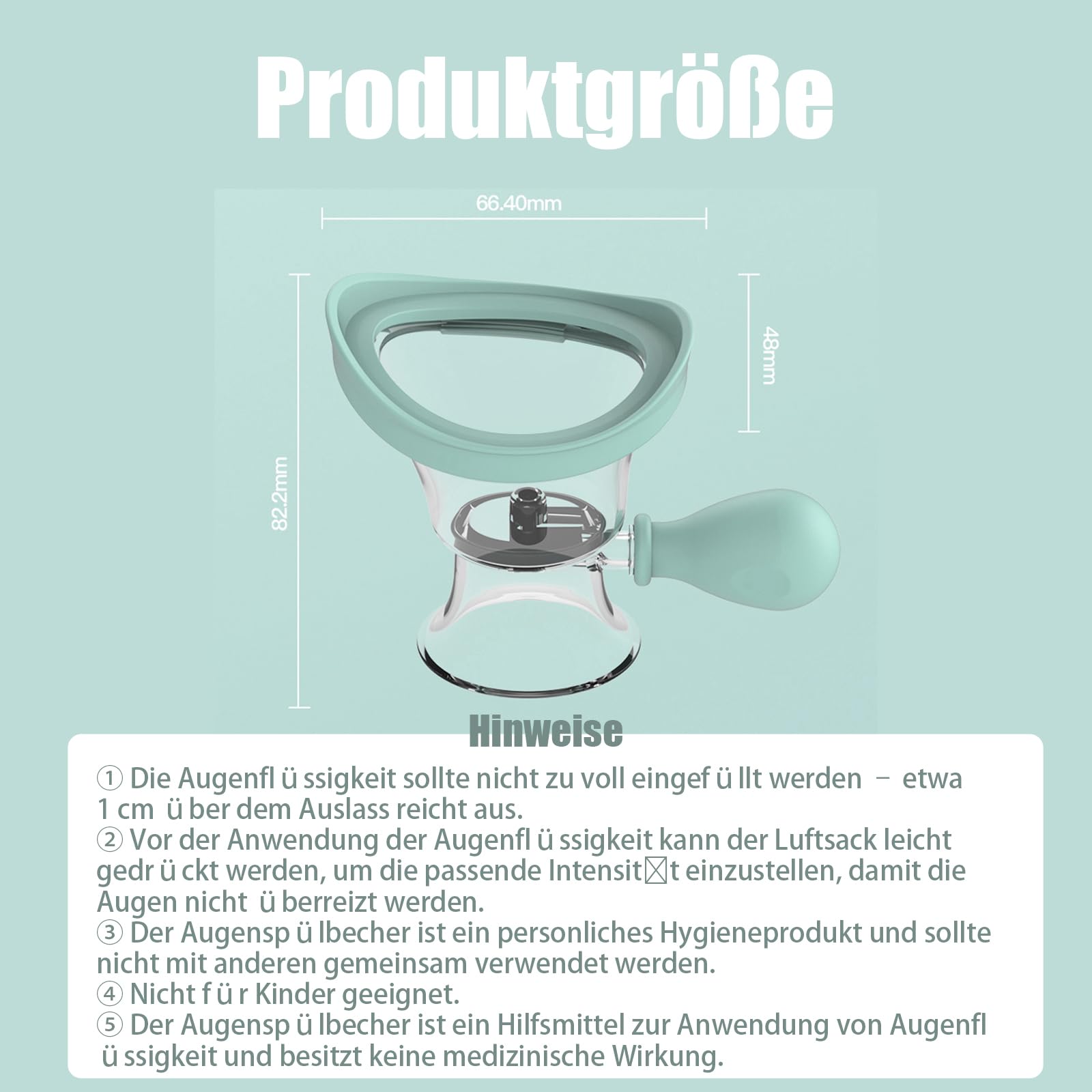 Care and cleaning instructions for the eye wash cup