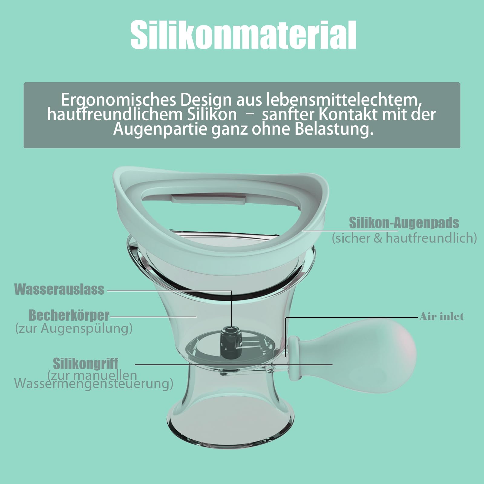Eye wash cup in use for rinsing