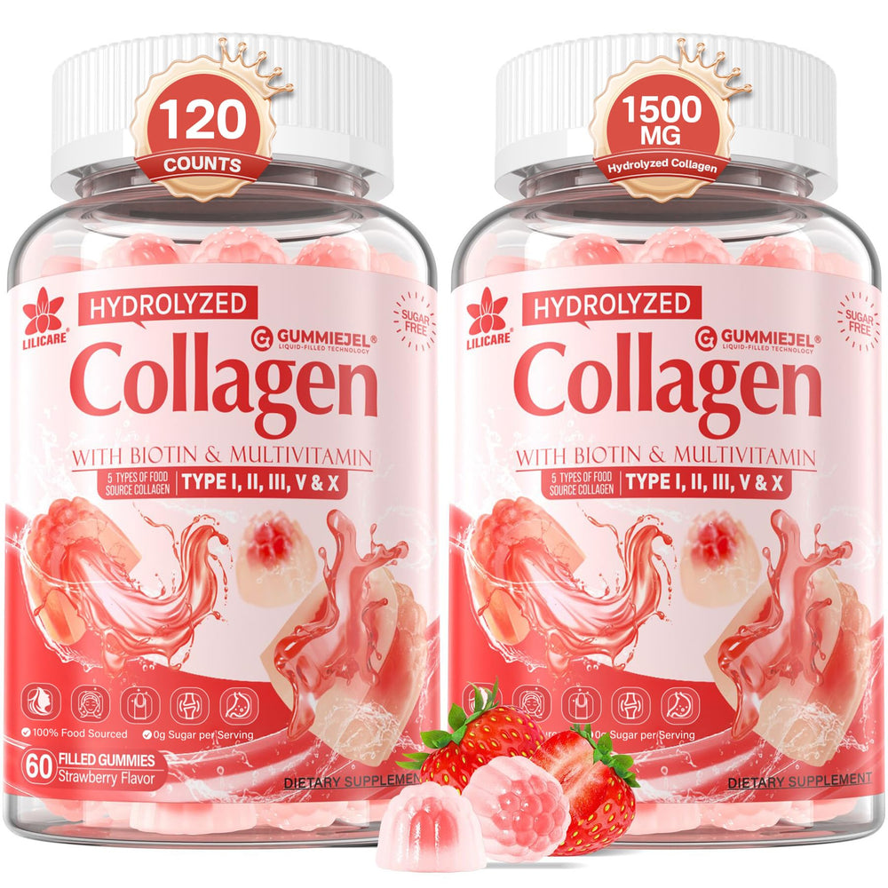 Front view of 2Pack Sugar-Free Hydrolyzed Collagen Gummies bottle