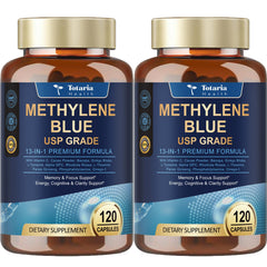 Bottle of 2Pack USP Methylene Blue Brain Formula capsules