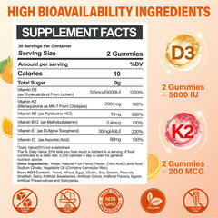 Close-up of orange vegan D3 K2 gummy