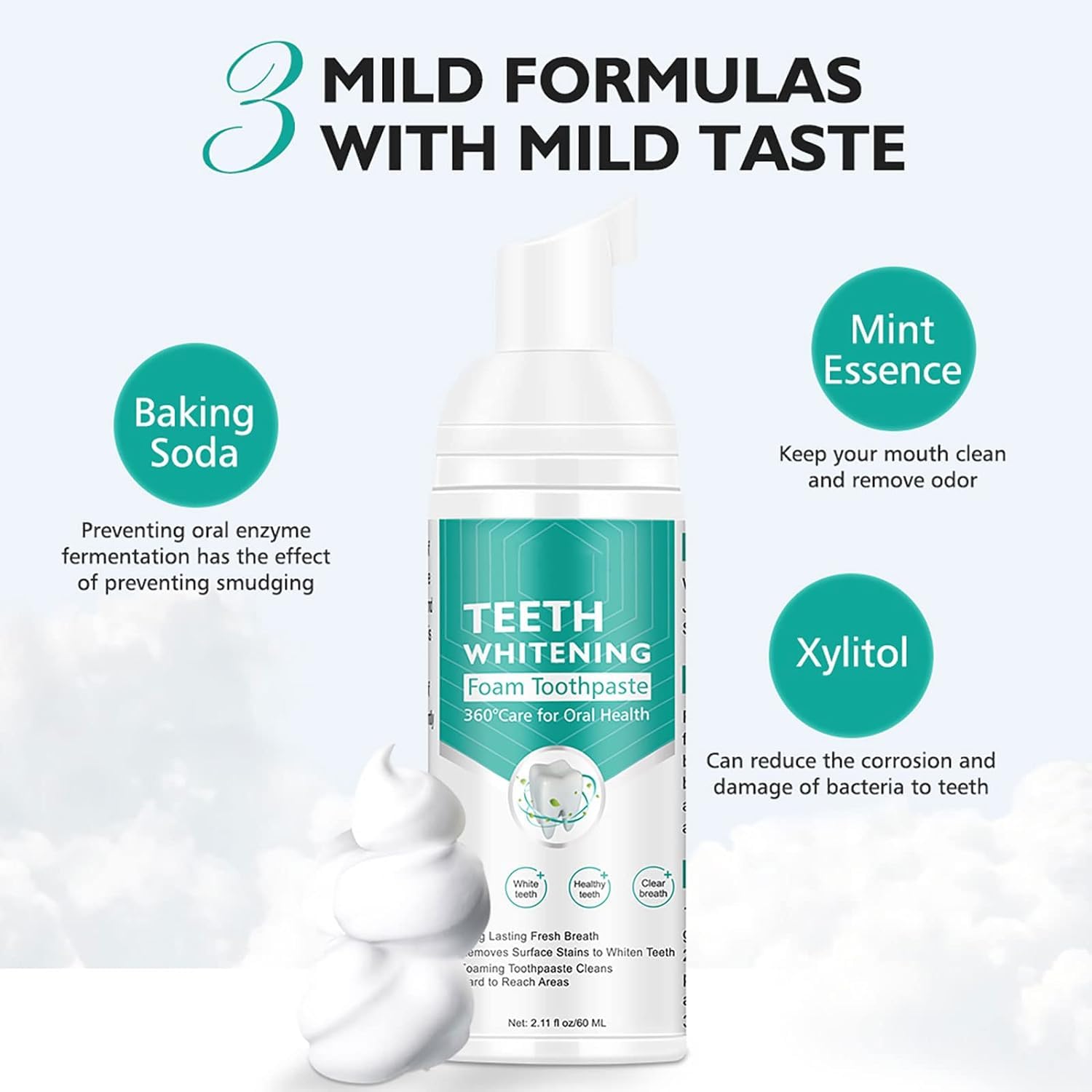 Foam toothpaste on blue toothbrush