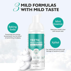 Foam toothpaste on blue toothbrush