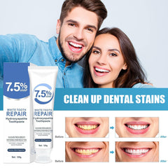 Close-up of hydroxyapatite toothpaste tube