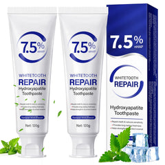 Two-pack nano hydroxyapatite toothpaste front view with peppermint label