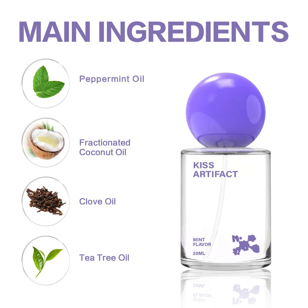 Probiotic oral spray bottle in a clean, minimal setup