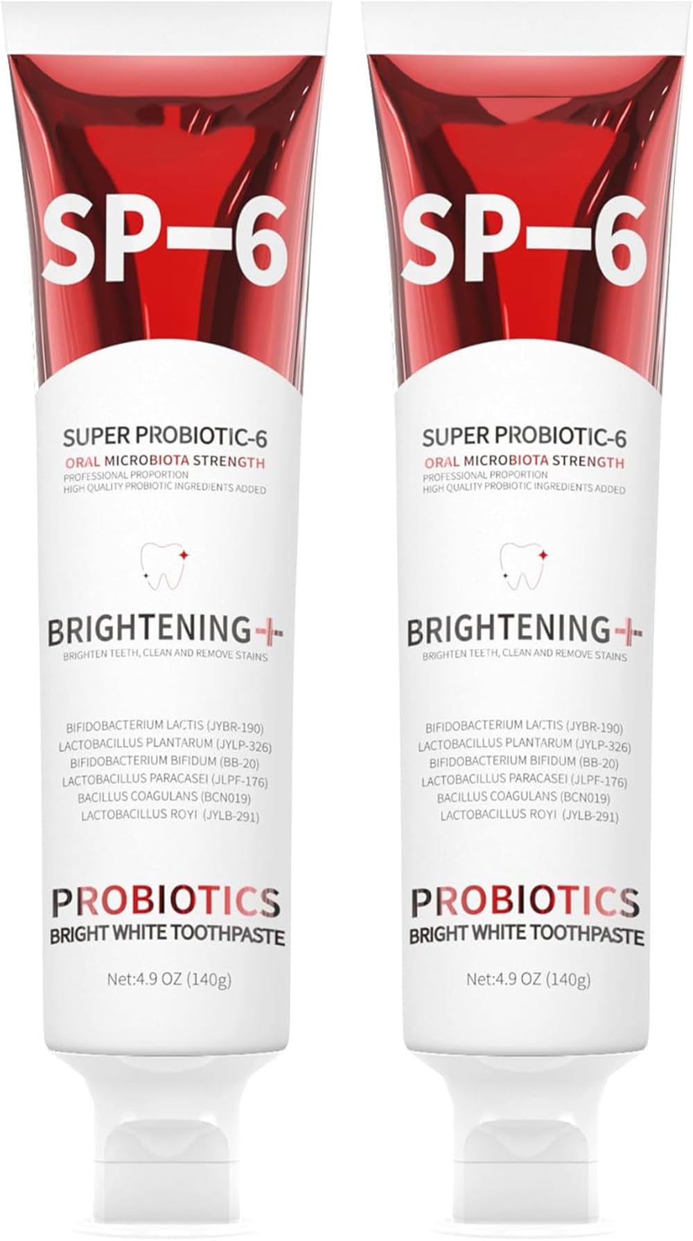 Two SP-6 whitening toothpaste tubes with packaging