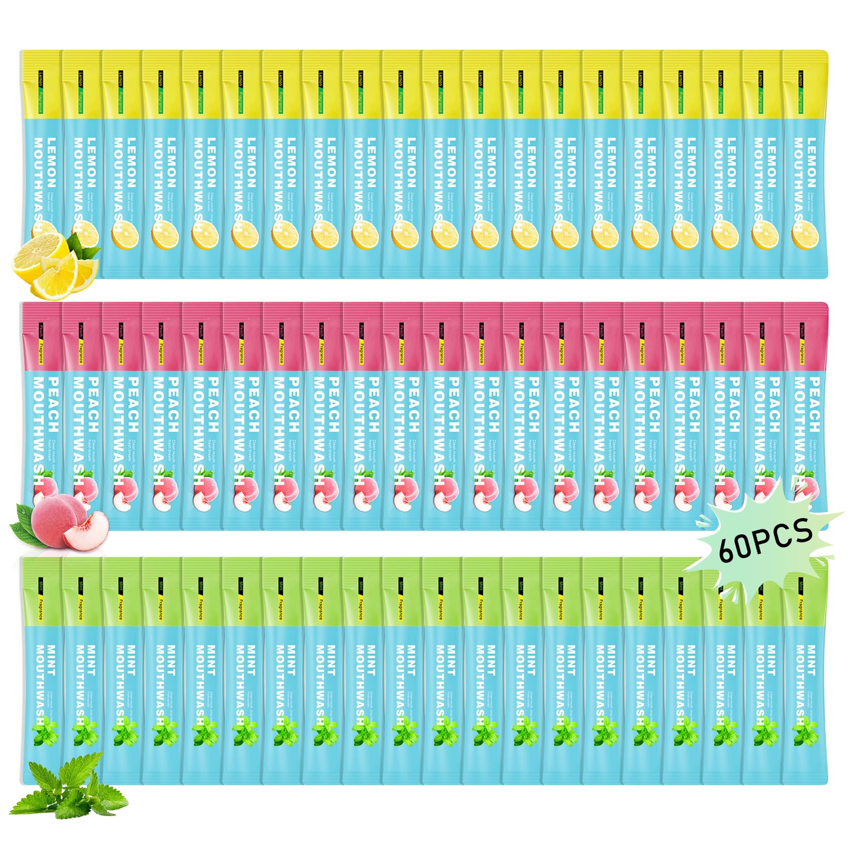 Three flavors mini mouthwash travel size front view