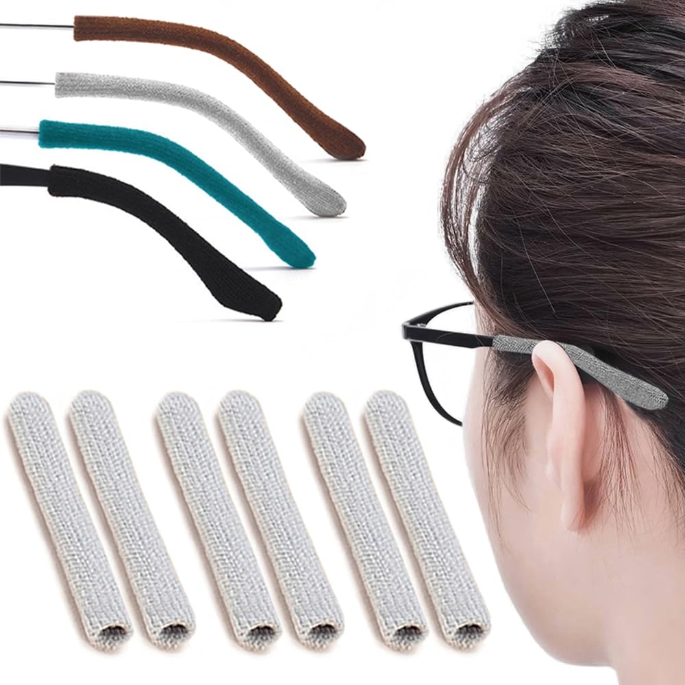 Grey 3-pair eyeglasses ear grippers - front view