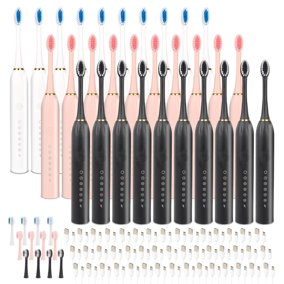 30 pack adult electric toothbrush set – front view
