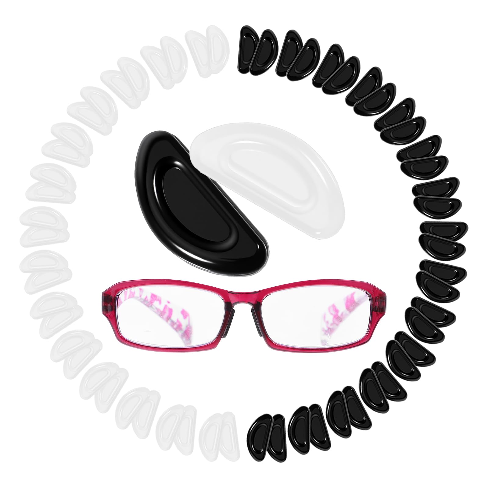 Black and white silicone glasses nose pads set