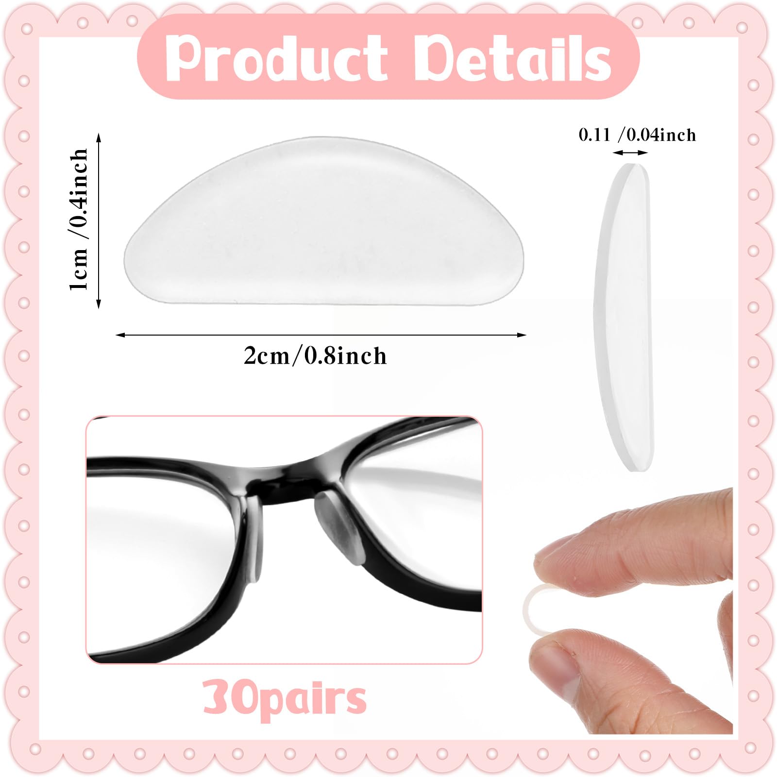 Self-adhesive nose pads on glasses frame