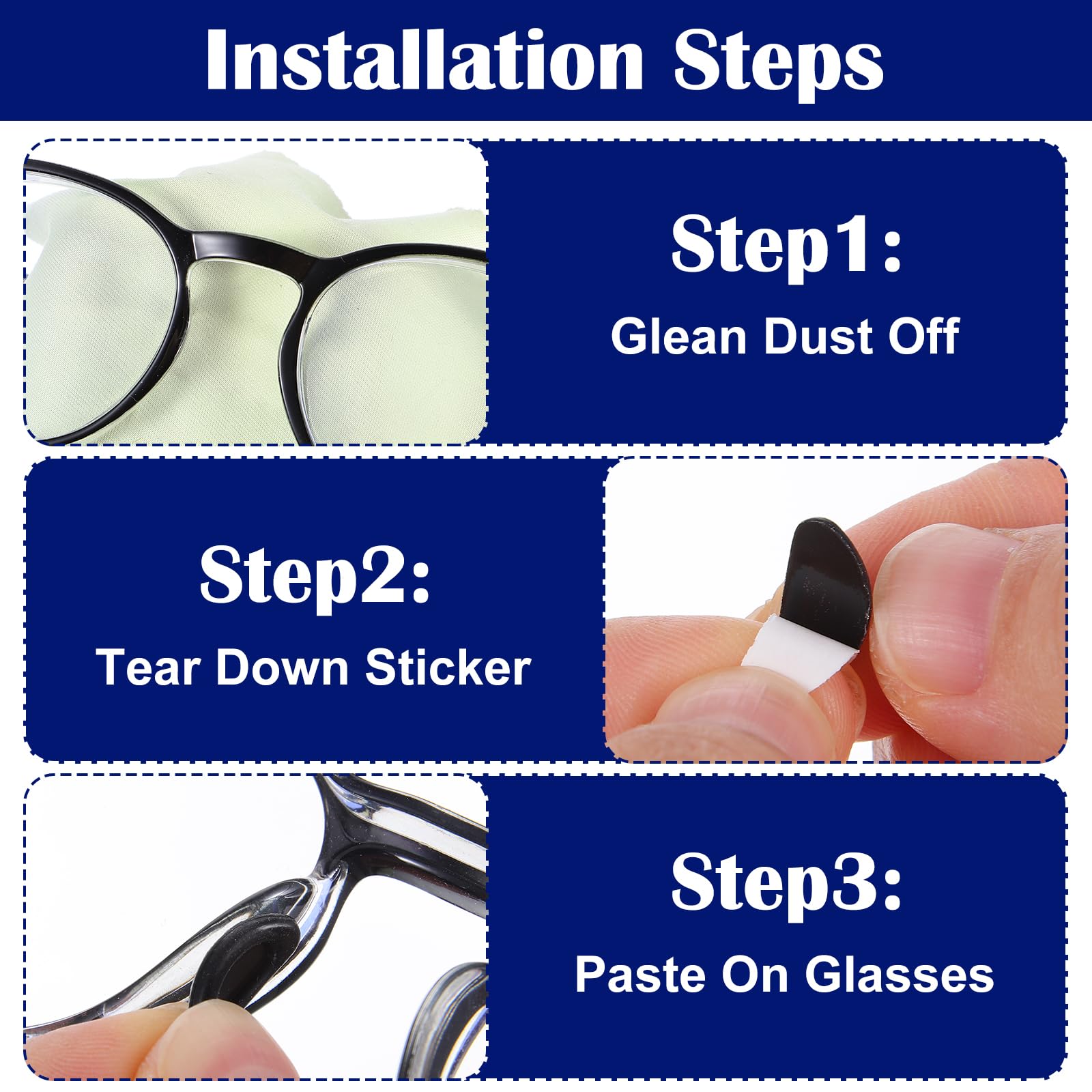 Nose pad size 16mm x 7mm on glasses