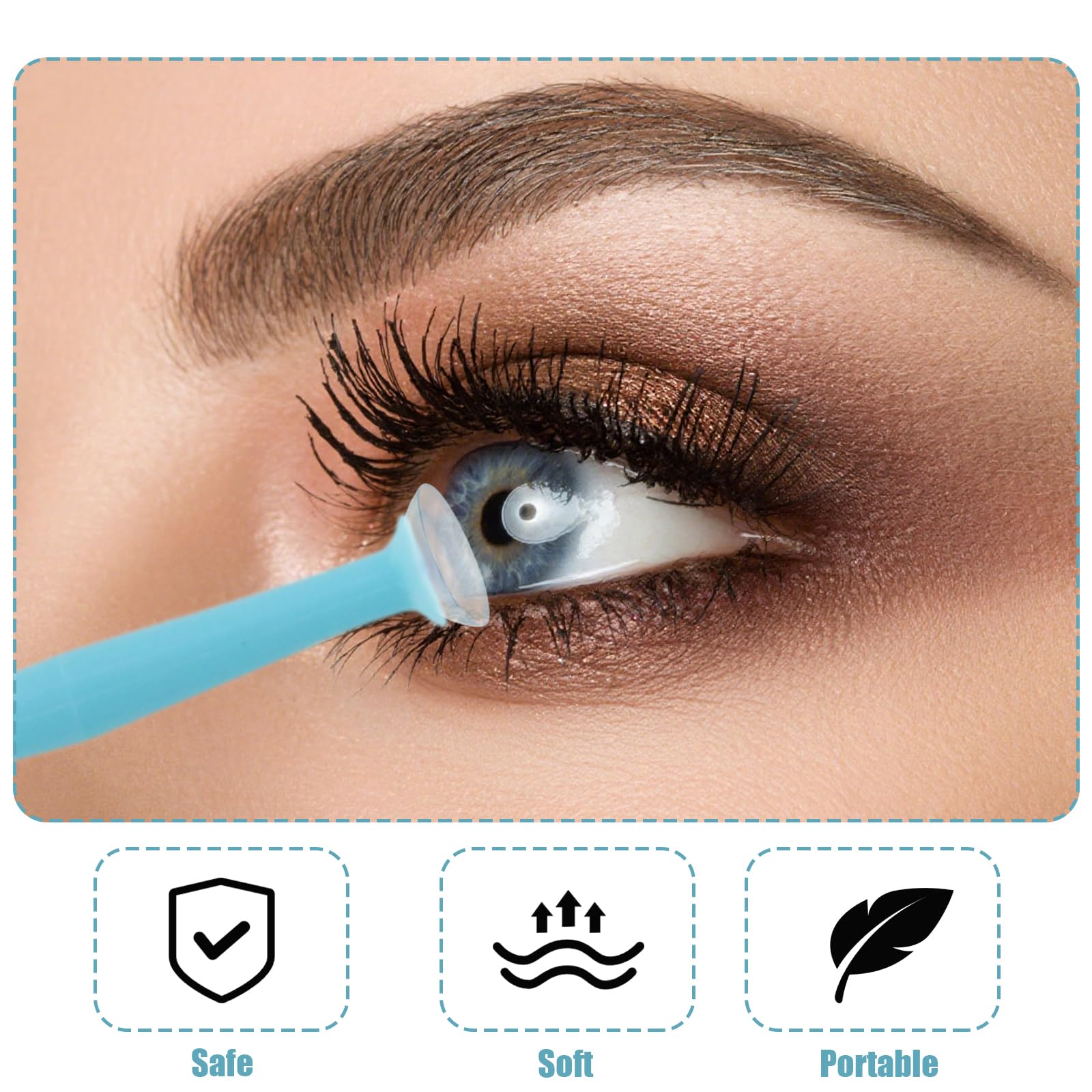 Usage illustration of removing contact lenses with suction stick