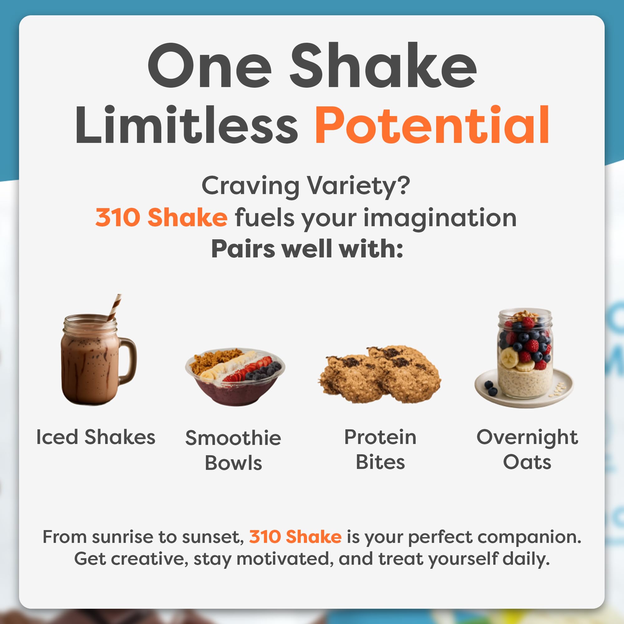 310 Nutrition all-in-one cookies-cream powder scoop for easy portioning