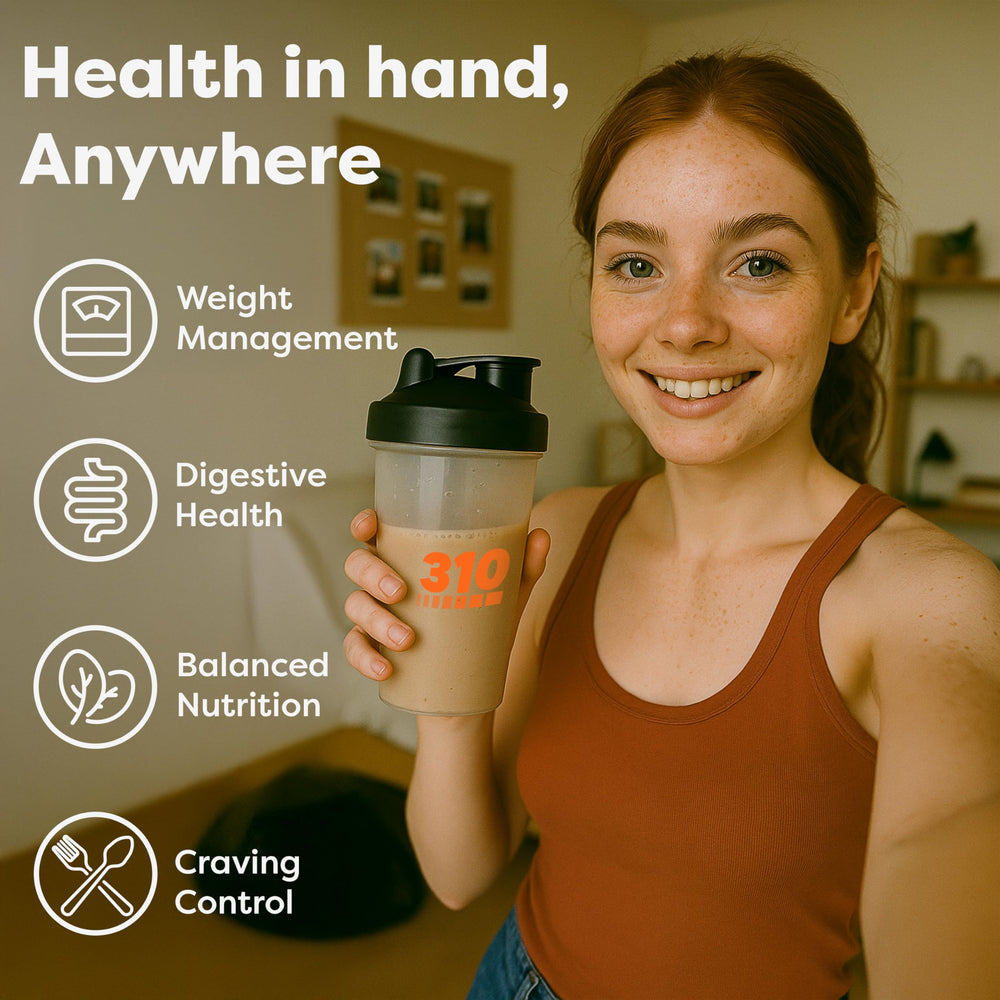 310 Nutrition all-in-one cookies-cream shaker cup for quick, convenient meals