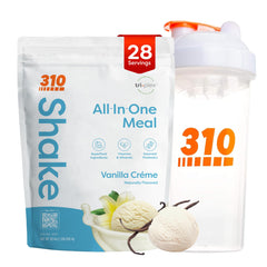 310 Nutrition All-in-One Shake Vanilla Creme poured, creamy texture for quick nutrition