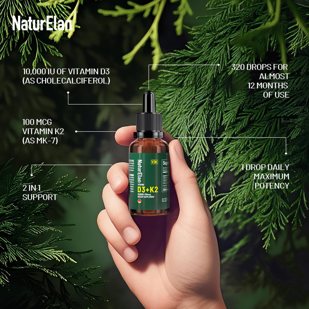 320-serving bottle of Vitamin D3 K2 drops with MCT oil