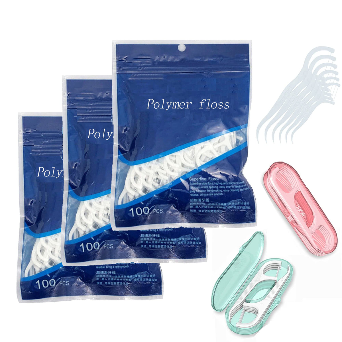 Display of 320 pieces dental floss picks in packaging