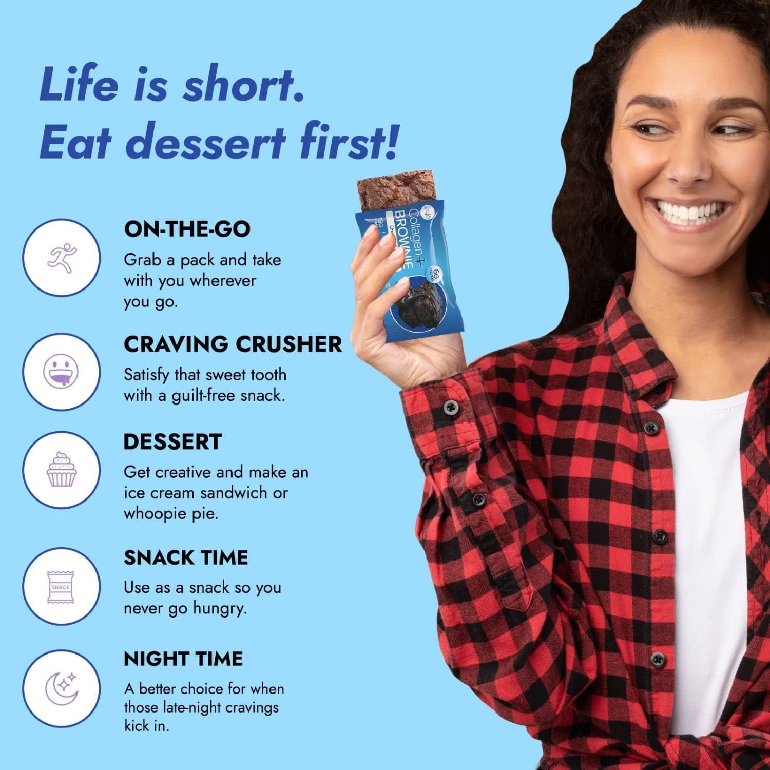 321glo Collagen Protein Brownie 12-pack, convenient family snack.