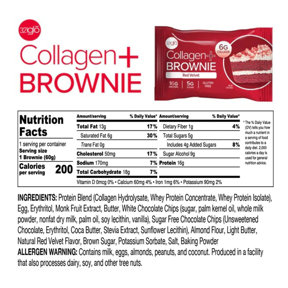 Nutrition panel displaying 16g protein and 6g collagen