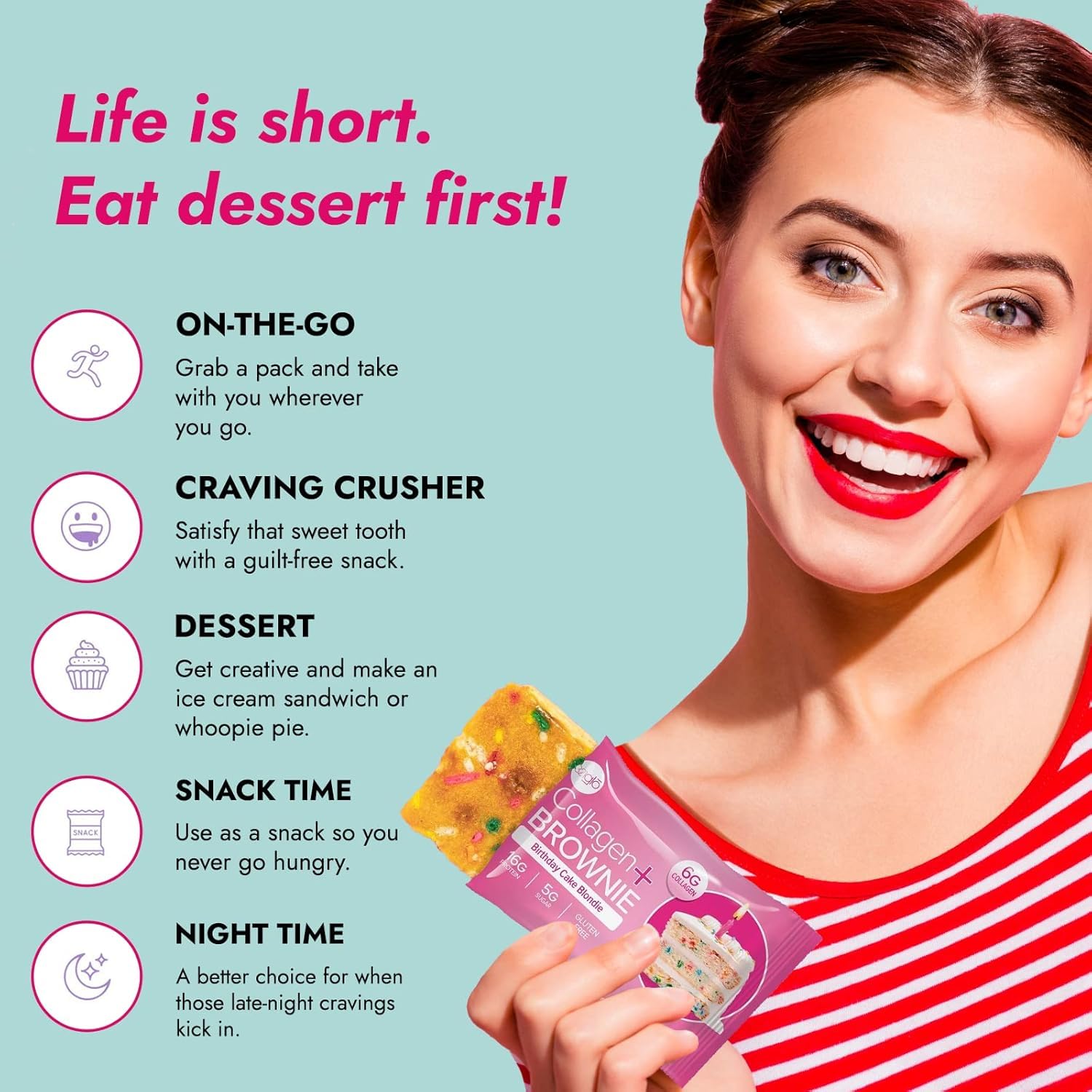 Cross-section view of a soft-baked brownie